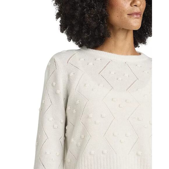 Splendid Women White Cozy Soft Knit Julia Diamond Classic Sweater Size M - Picture 5 of 5